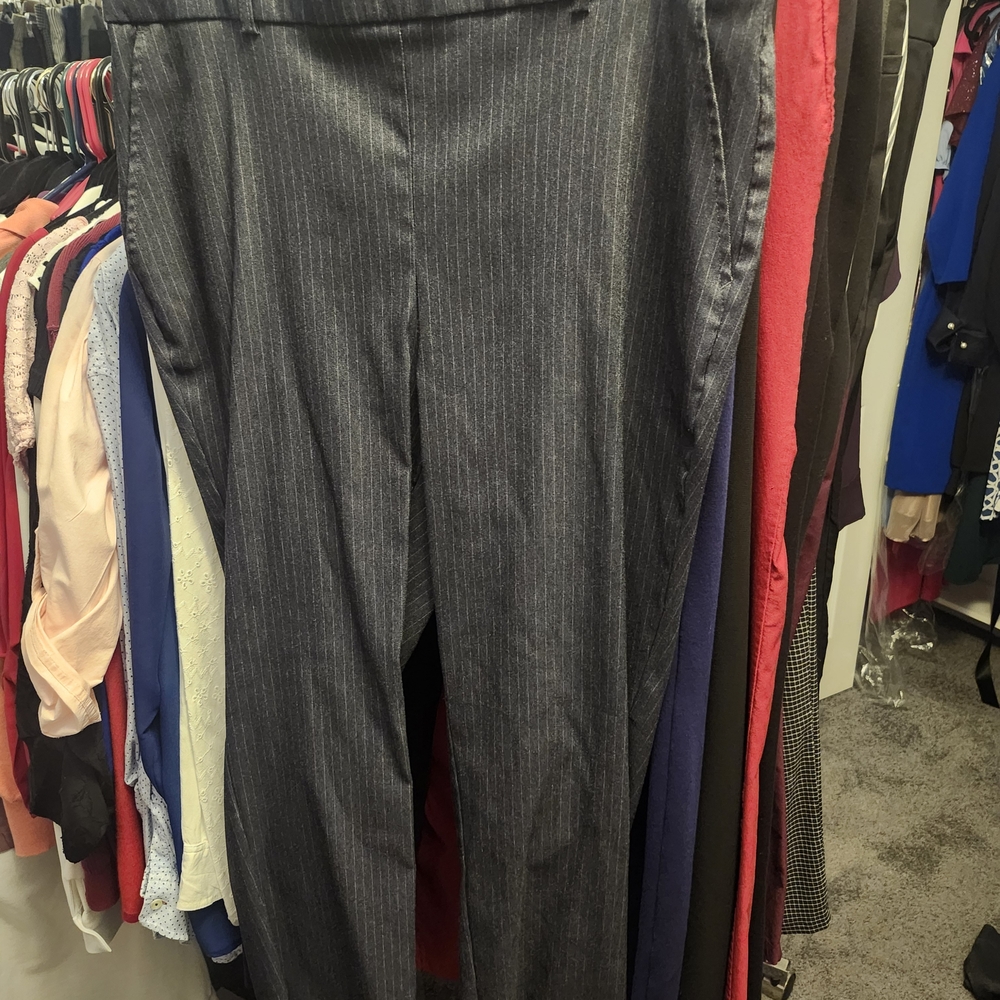 Rafaella Gray Pinstripe Straight Leg Pants